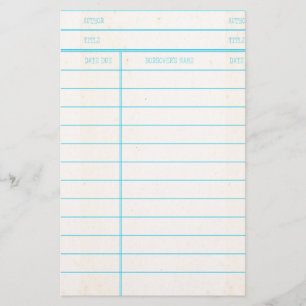 Library Book Date Due Card