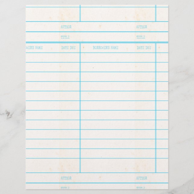 Library Book Date Due Card (Front)