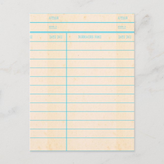 Library Book Date Due Card (Front)