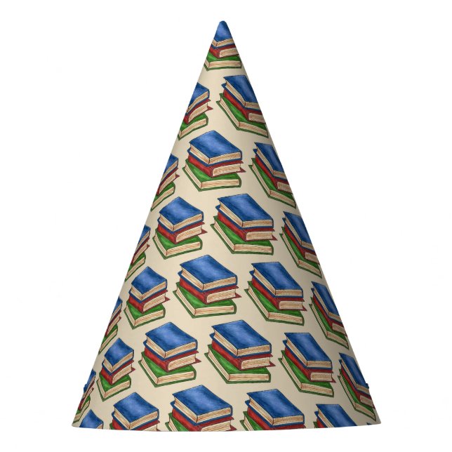 Library Book Stack Teacher Librarian Education Party Hat (Front)