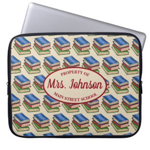 Library Book Stack Teacher Librarian Educator Gift Laptop Sleeve