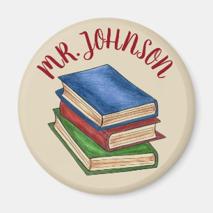 Library Book Stack Teacher Librarian Educator Gift Magnet