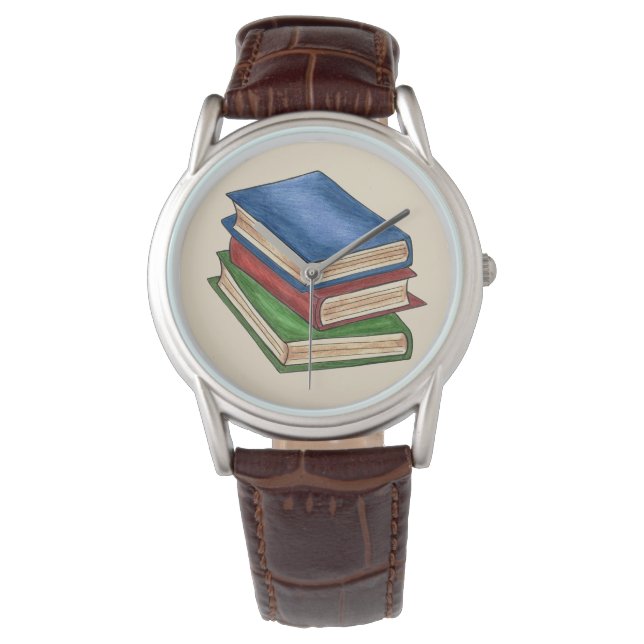 Library Book Stack Teacher Librarian Educator Gift Watch (Front)