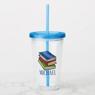 Library Book Stack Teacher Principal Librarian Acrylic Tumbler