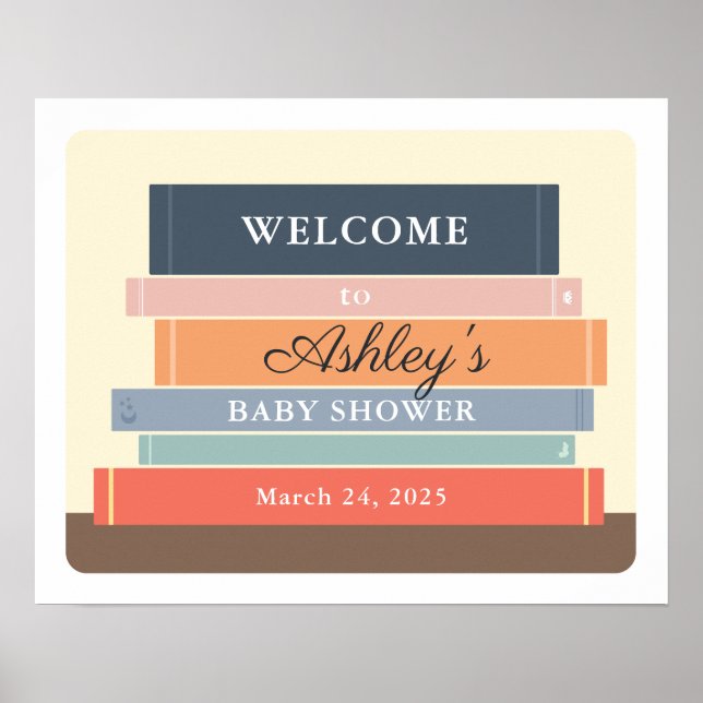 Library Book Themed Baby Shower Welcome Sign (Front)