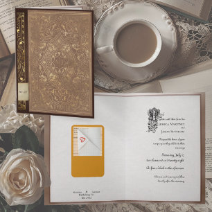Library Book with Folded Notes Literary Wedding