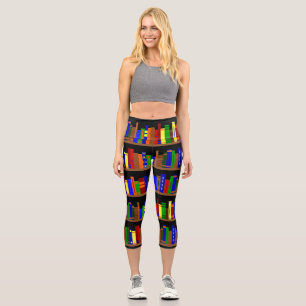 library books bookshelf librarian capri leggings