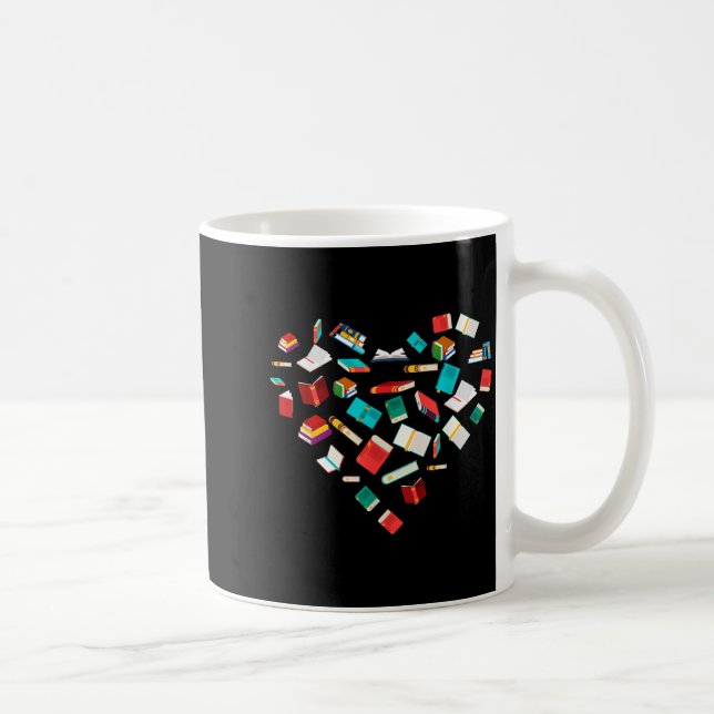 Library Books Heart Bookworm Valentines Day Gift R Coffee Mug (Right)