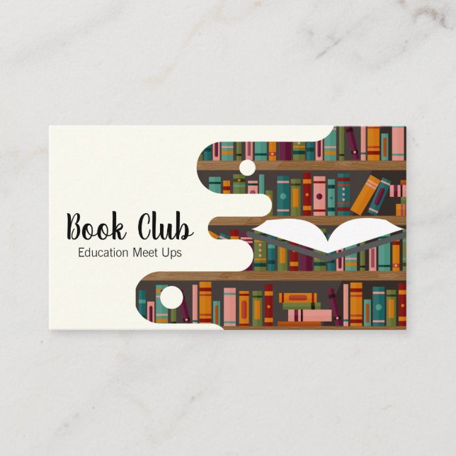 Library Books on Shelves  Business Card (Front)