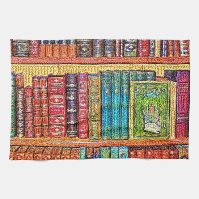 Library Books Tea Towel (Horizontal)