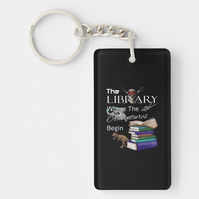 Library Books Where The Adventure Begins Book Read Key Ring (Front)