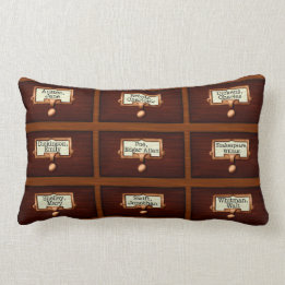 Library Books Wood Card Catalogue Drawers Reading Lumbar Cushion