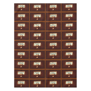 Library Books Wood Card Catalogue Drawers Reading Tablecloth