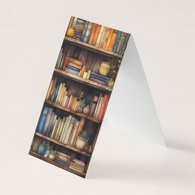 Library Bookshelves Folding Bookmarks Bookmarker Business Card (Front)