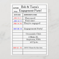 "Library Card" Engagement Party Invitations