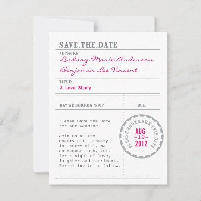 Library Card Save the Date (Front)