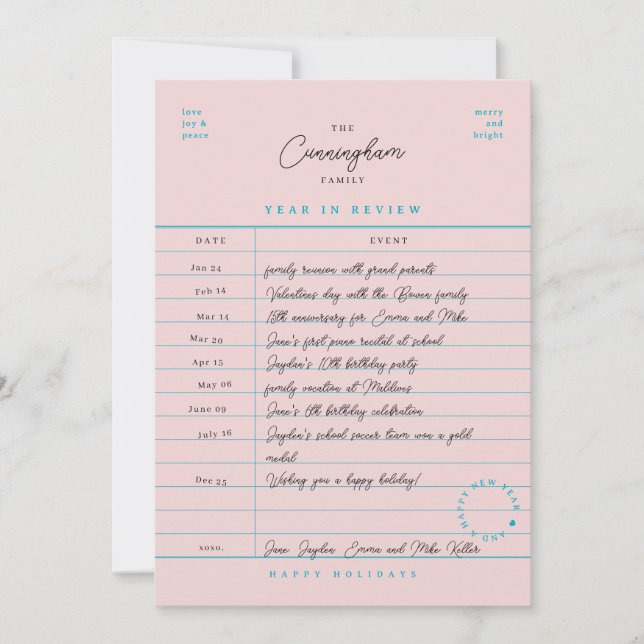 Library Card Year in Review Flat Holiday Card (Front)