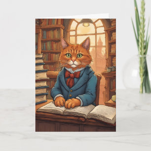 library cat #11 greeting card