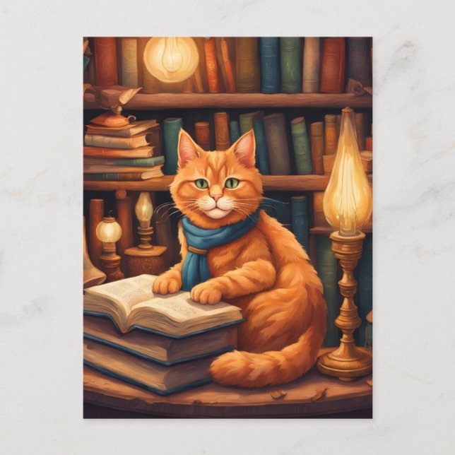 library cat #13 postcard (Front)