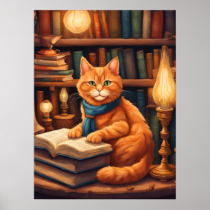 library cat #13 poster