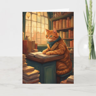library cat #14 greeting card