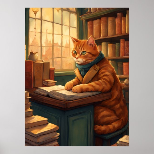 library cat #14 poster (Front)