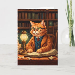 library cat #15 greeting card