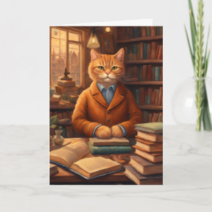 library cat #16 greeting card