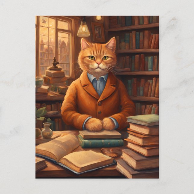 library cat #16 postcard (Front)