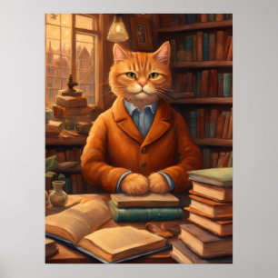 library cat #16 poster
