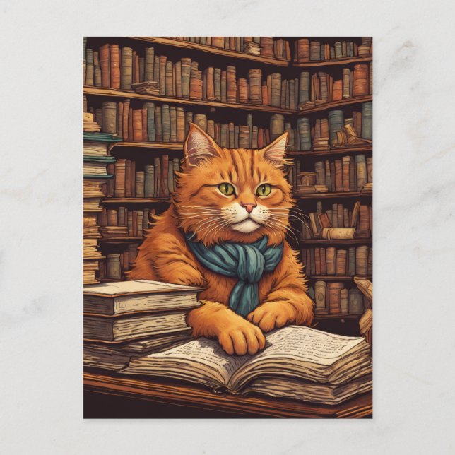 library cat #17 postcard (Front)