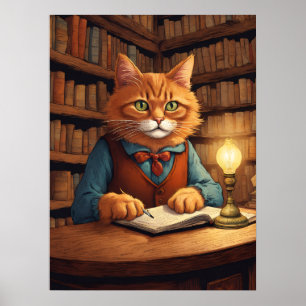 library cat #18 poster