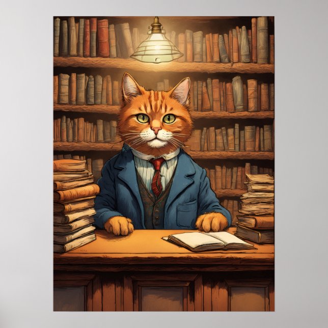 library cat #20 poster (Front)