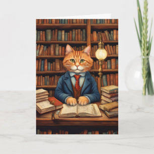 library cat #3 greeting card