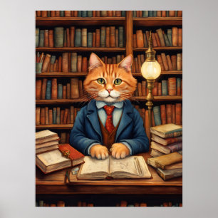 library cat #3 poster