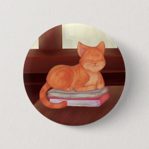 Library Cat 6 Cm Round Badge