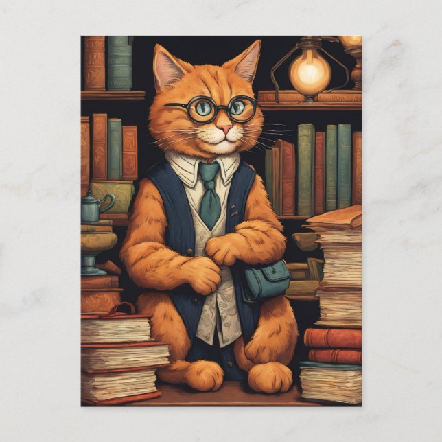 library cat #6 postcard (Front)