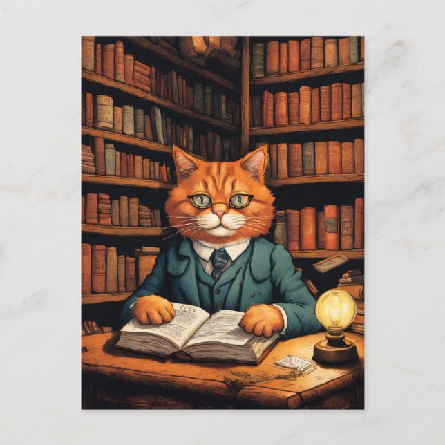 library cat #7 postcard (Front)