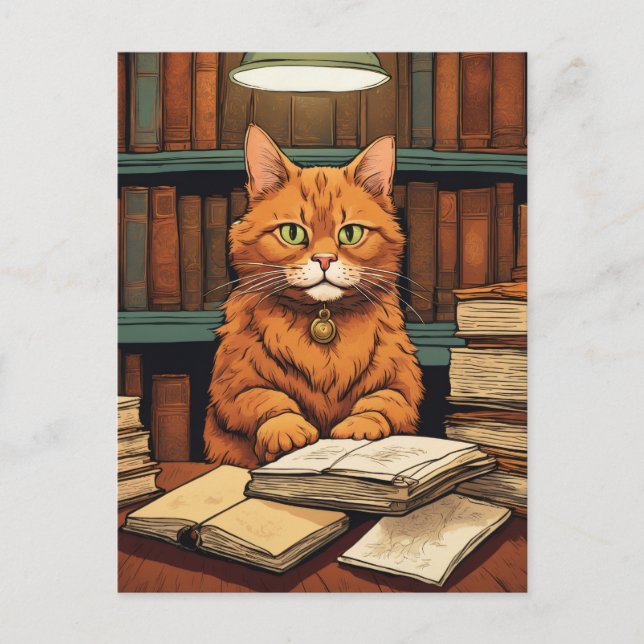 library cat #8 postcard (Front)