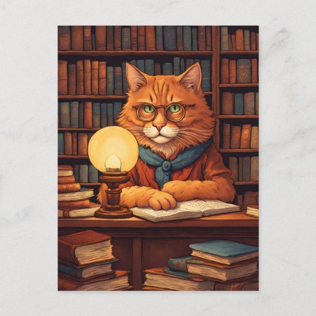 library cat #9 postcard (Front)