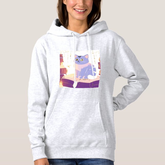 Library cat cafe  hoodie (Front)