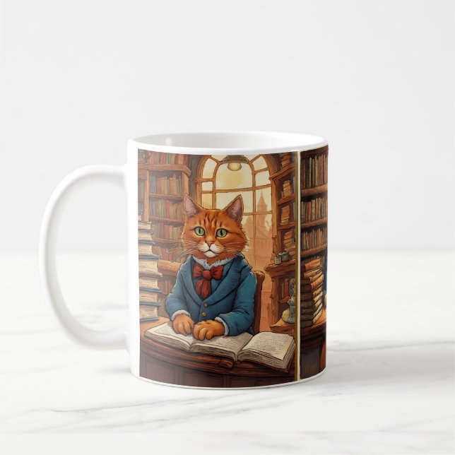 library cat coffee mug (Left)