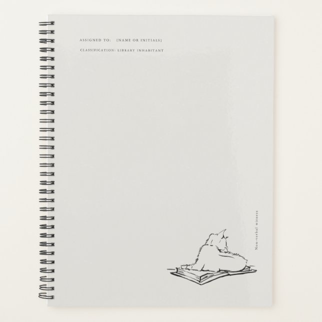 Library Cat- Naturalist Menagerie Archive  Planner (Front)