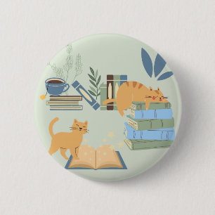 Library Cats 6 Cm Round Badge