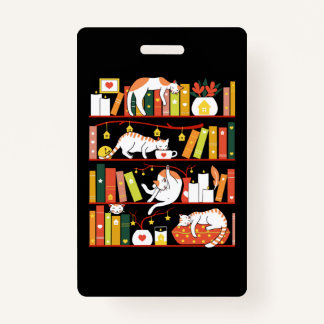 Library cats autumn colour version ID badge