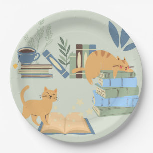Library Cats Paper Plate