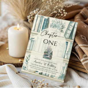 Library Chapter ONE Blue Boy Book 1st Birthday Invitation