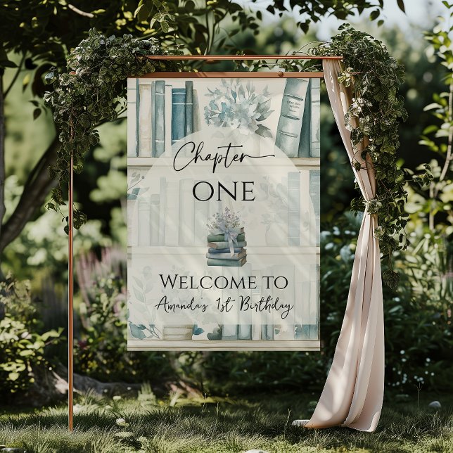 Library Chapter ONE Blue Boy Book 1st Birthday Poster (Creator Uploaded)