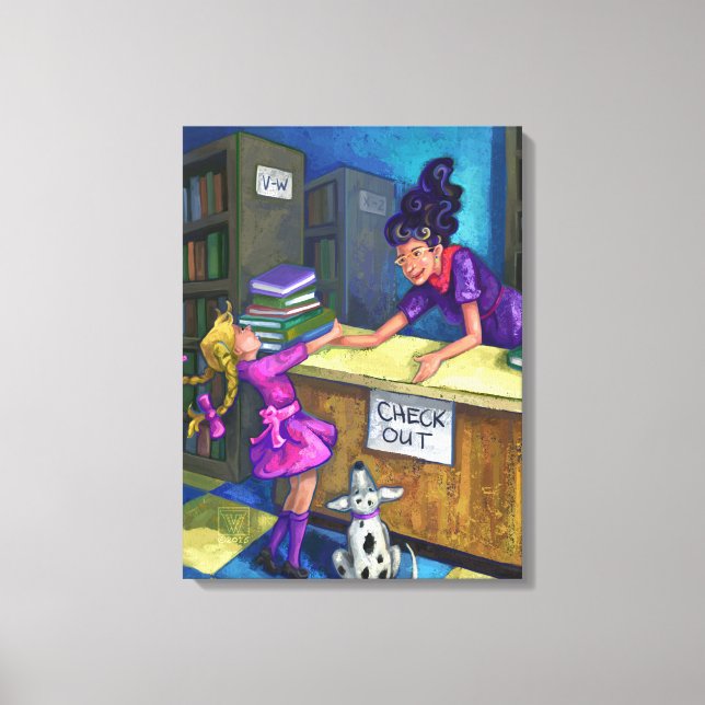 Library Check Out Art Canvas Print (Front)