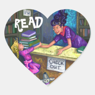 Library Check Out Art, READ stickers